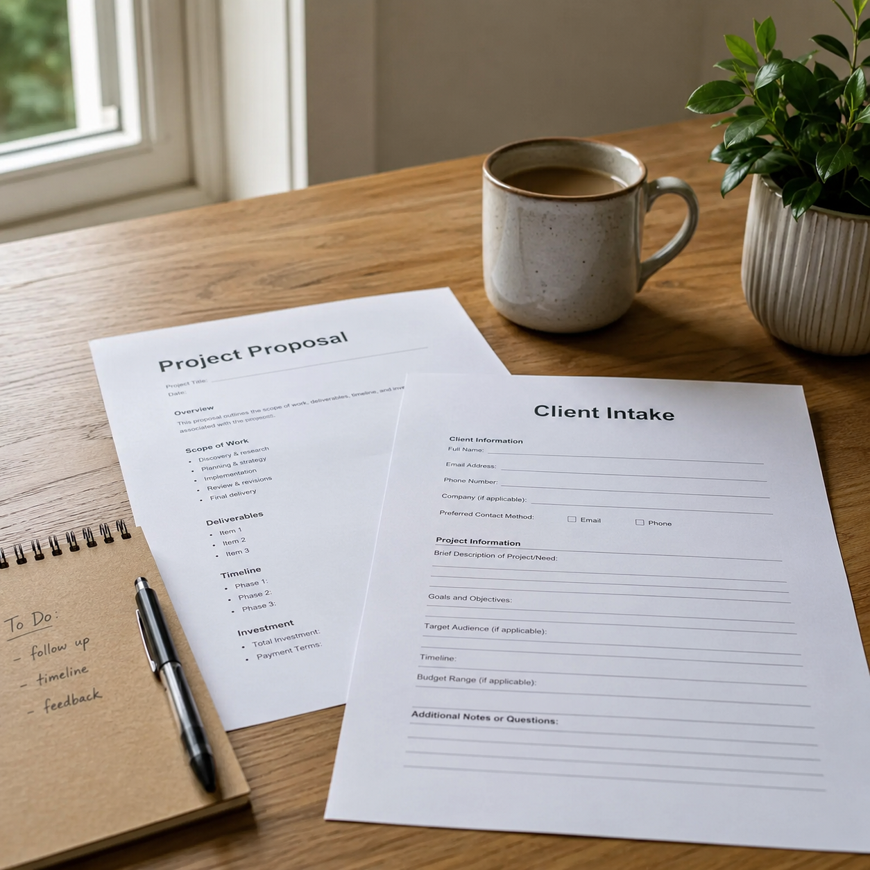 Client intake and proposal documents