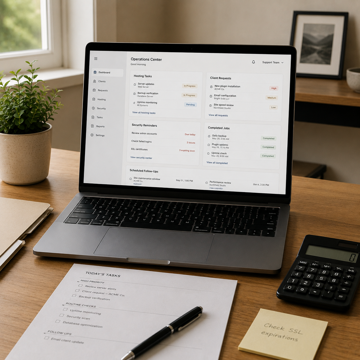 Operations center dashboard