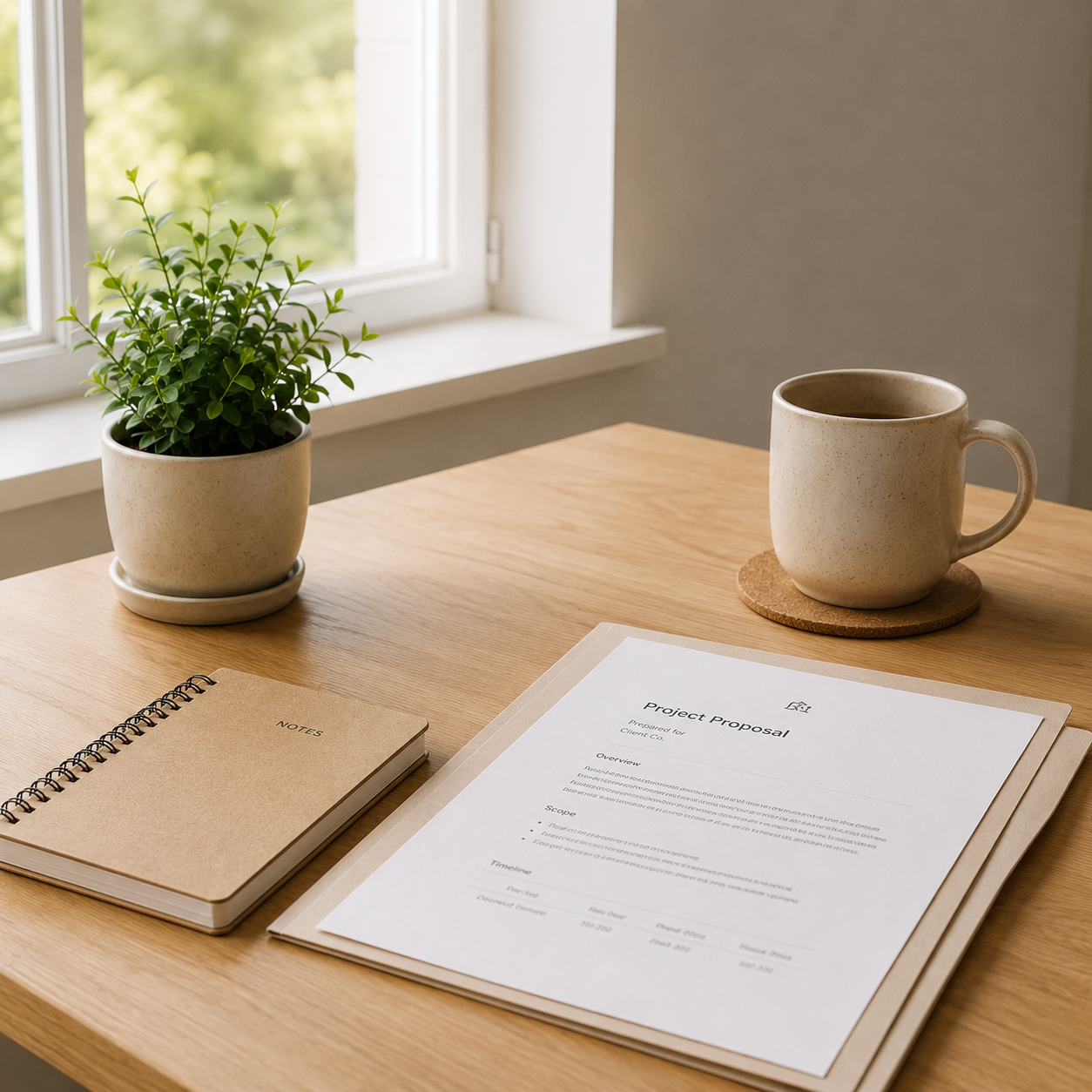 Proposal document on a desk
